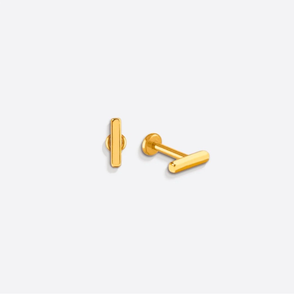 mint&lily gold little bar sleeper earrings